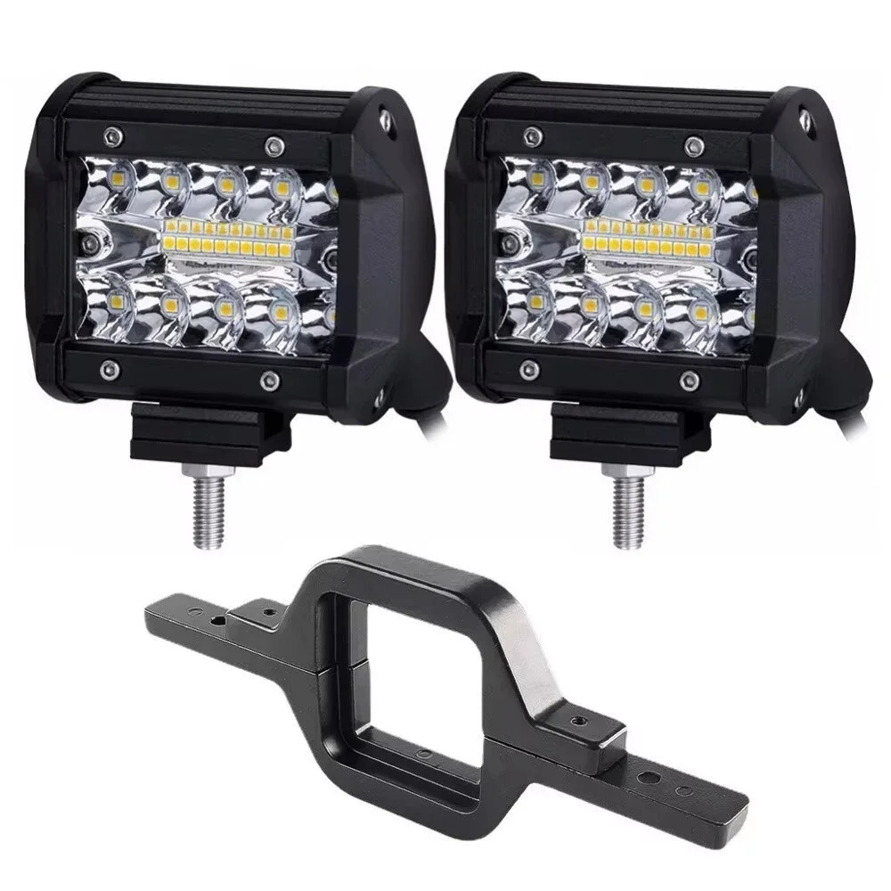 60W LED Pods Tow Hitch Mounting Bracket Kit - Dual Light Bar Combo Beam New